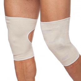 Наколенник эластичный с собачьей шерстью на липучке (2шт) BC-0168 (PL, эластан, р-р 29.5x14см, белый)