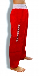 Штани ADX для кікбоксингу червоні з білим поясом