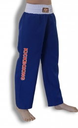 Штани ADX для кікбоксингу сині з білим поясом